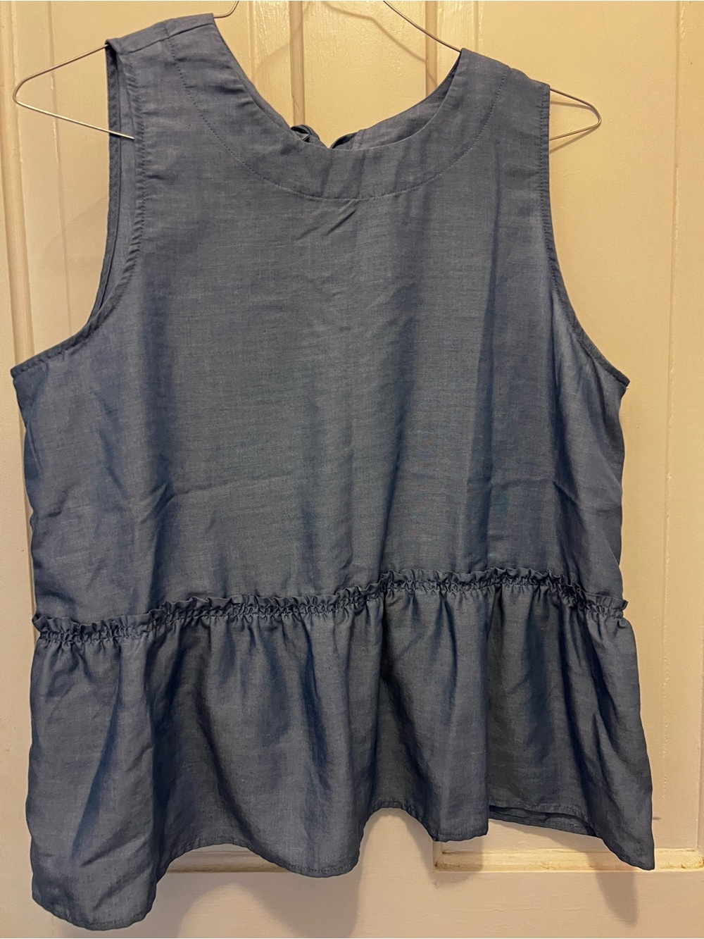 Ann Taylor Blue Ruffle-Hem Sleeveless Tank